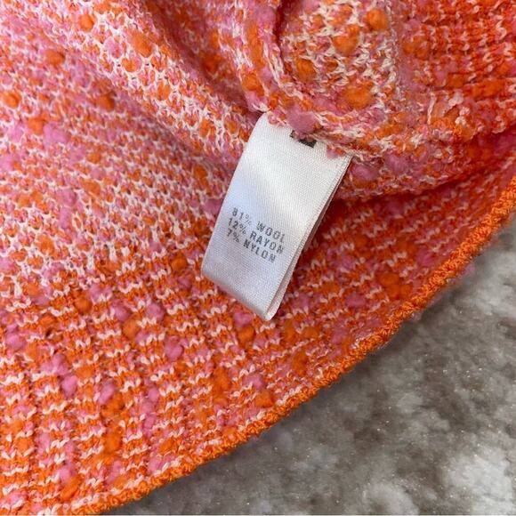 ST. JOHN Collection boucle blazer jacket Women Tweed Pink Coral Orange SZ S - Picture 8 of 12